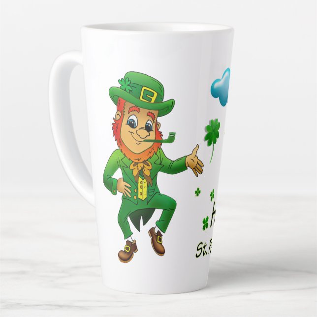 Happy Saint Patrick's Day Leprechaun Regenbogen  Milchtasse (Linke Ecke)