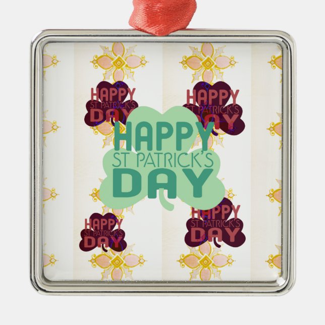 Happy Saint Patrick's Day Lovely Art Print Silbernes Ornament (Vorne)