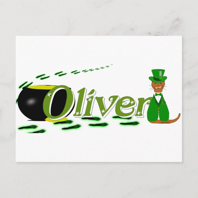 Happy Saint Patrick's Day Oliver Cube Postkarte (Vorderseite)