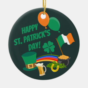 Happy Saint Patrick's Day Symbole und Traditionen Keramik Ornament