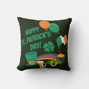 Happy Saint Patrick's Day Symbole und Traditionen Kissen