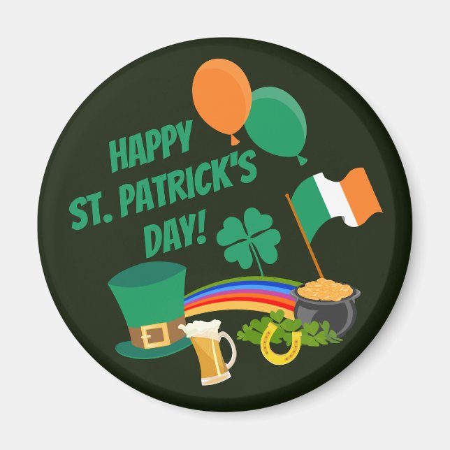 Happy Saint Patrick's Day Symbole und Traditionen Magnet (Vorne)