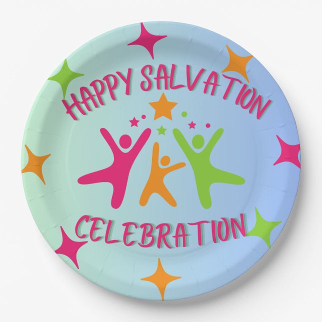 Happy Salvation Celebration-Christlich Kids Plate Pappteller (Vorderseite)