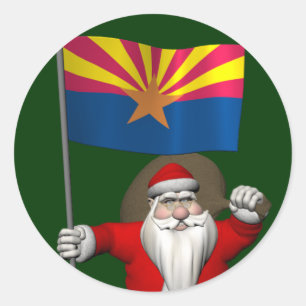 Happy Santa Claus auf dem Weg nach Arizona Runder Aufkleber