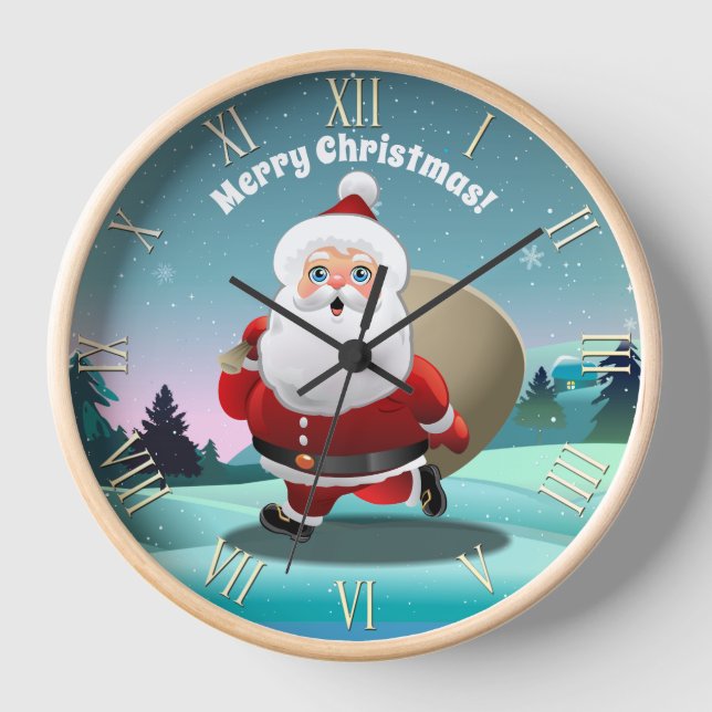 Happy Santa Claus Cartoon Uhr (Vorderseite)