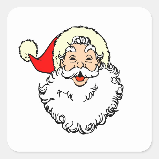 Happy Santa Claus Face Cartoon Quadratischer Aufkleber (Vorderseite)