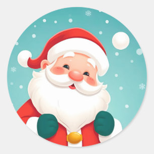 Happy Santa Claus in Snowy Winter Szene Runder Aufkleber