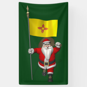 Happy Santa Claus mit der Flagge des neuen Mexiko Banner
