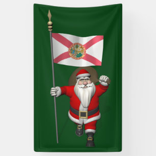 Happy Santa Claus mit der Flagge Floridas Banner