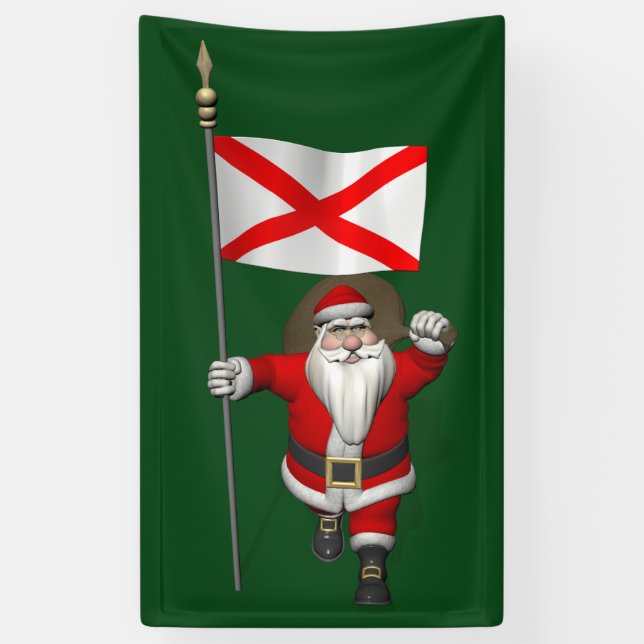 Happy Santa Claus mit der Flagge von Alabama Banner (Vertikal)