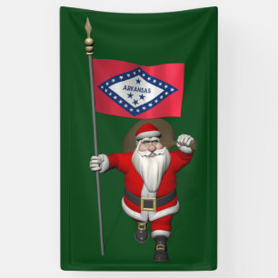 Happy Santa Claus mit Fahne von Arkansas Banner