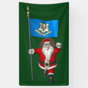Happy Santa Claus mit Fahne von Connecticut Banner