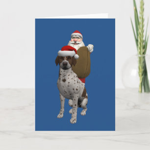 Happy Santa Claus mit grauem Gepunktetem Setter Feiertagskarte