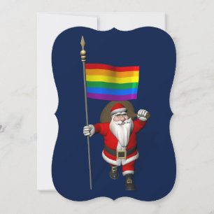 Happy Santa Claus mit Regenbogenflagge Feiertagskarte