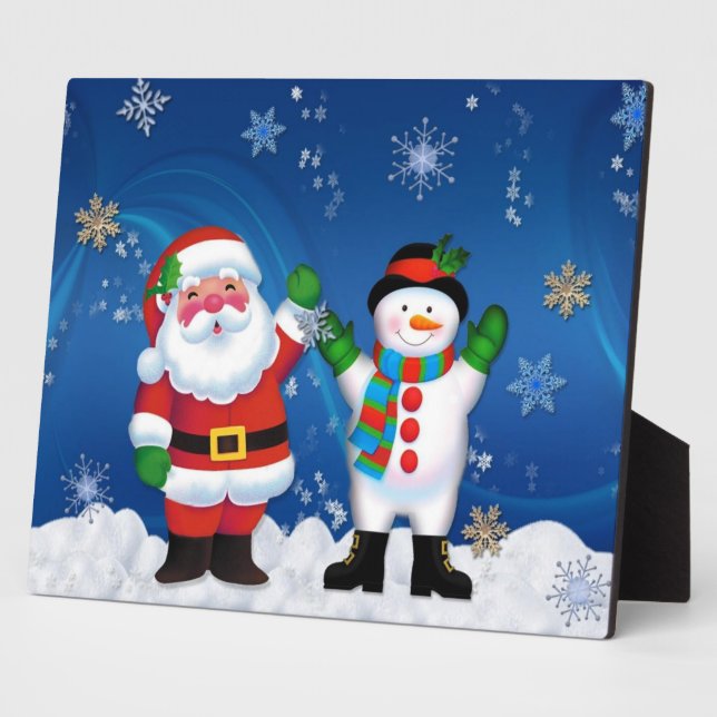 Happy Santa Claus und Snowman Fotoplatte (Seite)