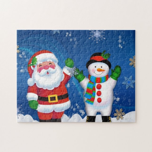 Happy Santa Claus und Snowman Puzzle (Horizontal)