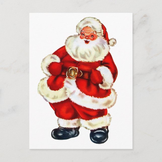 Happy Santa Claus, Vintager Urlaub Postkarte (Vorderseite)