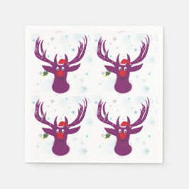 Happy Santa Deer New Year Paper Napkins Serviette