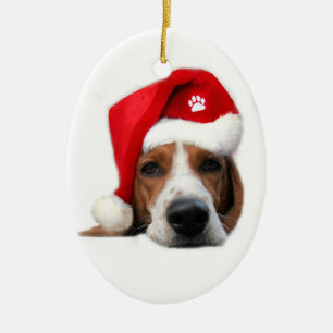 Happy Santa Dog Keramik Ornament
