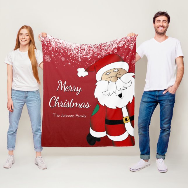 Happy Santa - Frohe Weihnachten Fleecedecke (Beispiel)