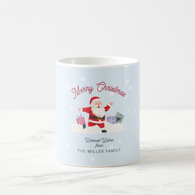 Happy Santa, hellblaue Weihnachten Kaffeetasse (Mittel)