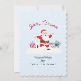 Happy Santa, hellblaue Weihnachtskarte Einladung