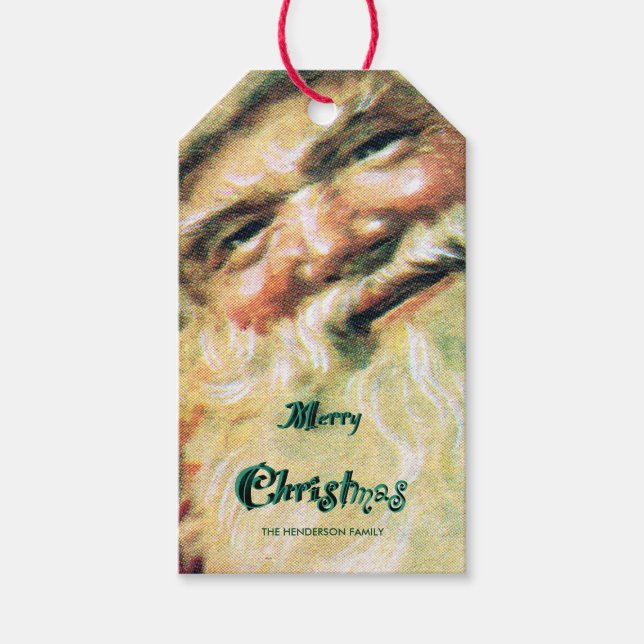 Happy Santa Merry Weihnachtsfeiertag Rot Geschenkanhänger (Vorderseite)