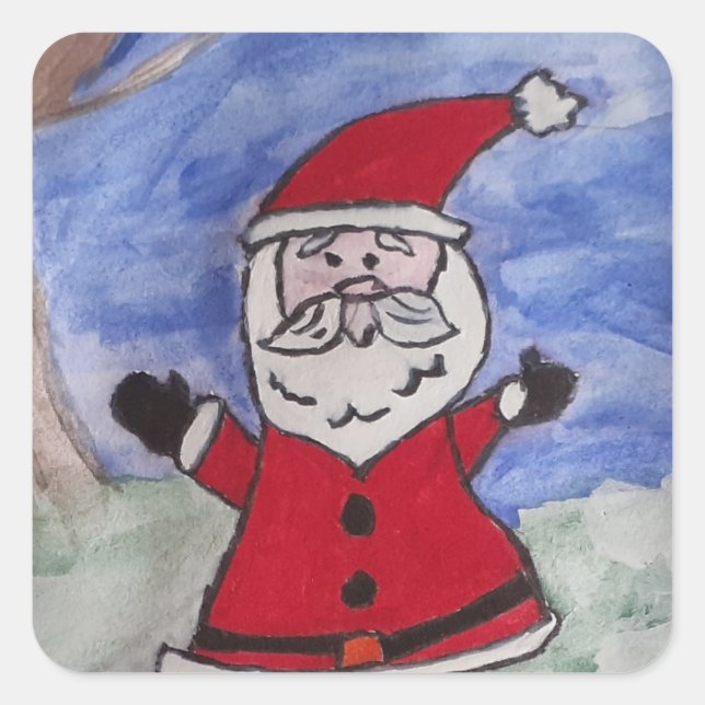 Happy Santa Quadratischer Aufkleber (Vorderseite)