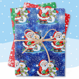 Happy Santa Snowman 3 Snow Coordination Geschenkpapier Set