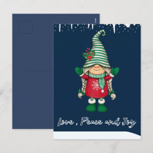 Happy Santa's Little Friend Holiday Navy Postkarte