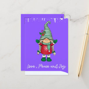Happy Santa's Little Friend Holiday Postcard Feiertagspostkarte