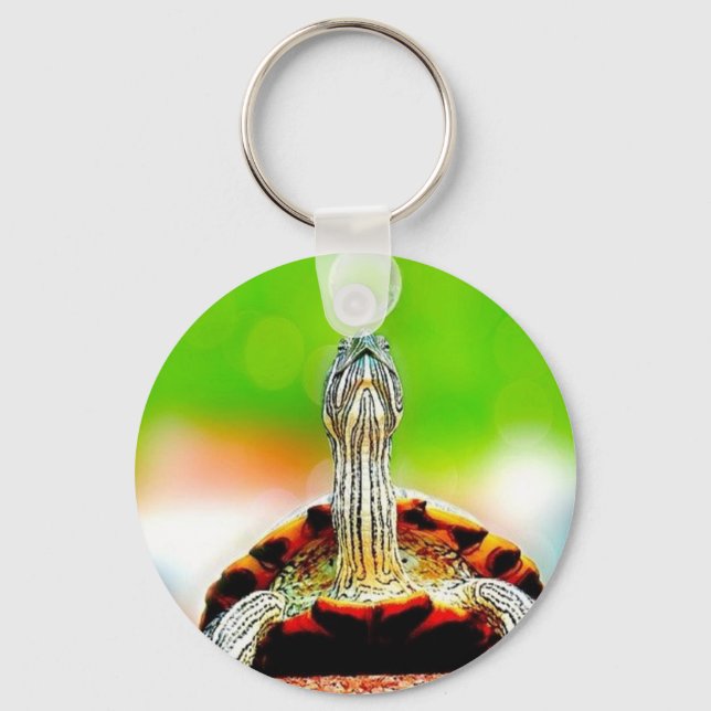 Happy Schildkröte mit Blase Schlüsselanhänger (Vorderseite)