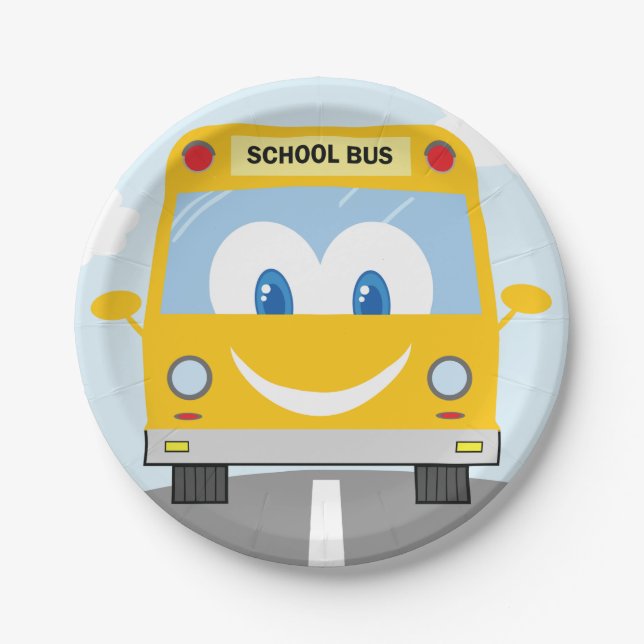 Happy School Bus Pappteller (Vorderseite)