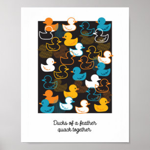 Happy Schwimmen ein Paddeln von Enten Muster Poster
