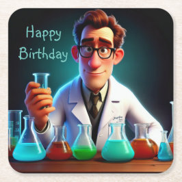 Happy Scientist Birthday Rechteckiger Pappuntersetzer