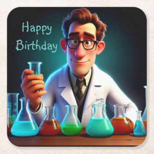 Happy Scientist Birthday Rechteckiger Pappuntersetzer