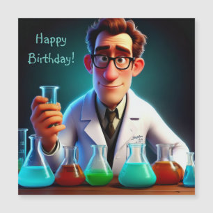 Happy Scientist Magnetic Birthday Card Magnetkarte