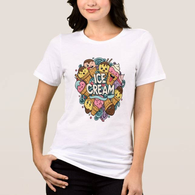 Happy Scoops Doodle Graphic T-Shirt Tri-Blend Shirt (Vorderseite)