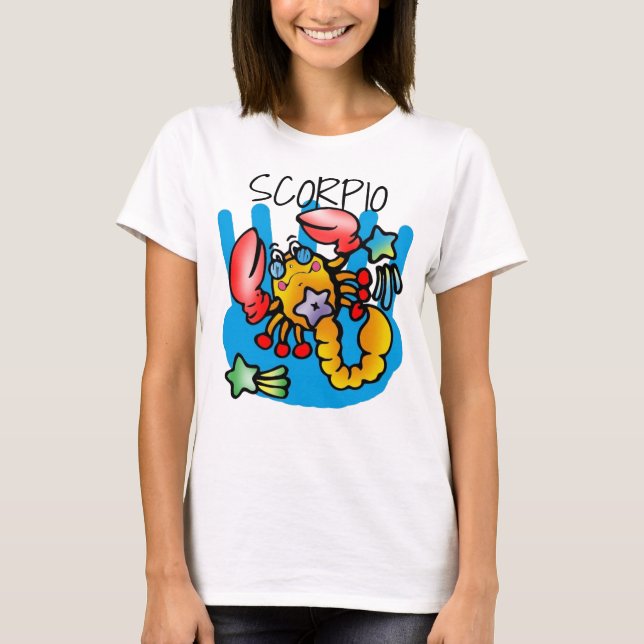 Happy Scorpio Scorpion mit Star T-Shirt (Vorderseite)
