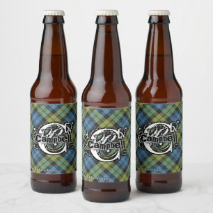 Happy Scotsman Campbell Familie Tartan Monogram Bierflaschenetikett