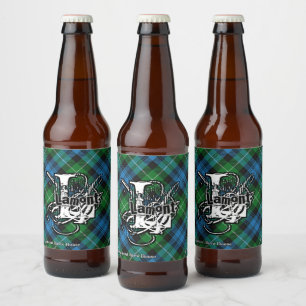 Happy Scotsman Clan Lamont Tartan Monogram Bierflaschenetikett