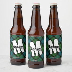 Happy Scotsman Clan MacKay Ancient Tartan Monogram Bierflaschenetikett