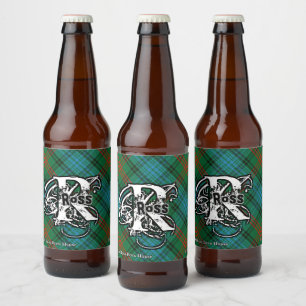 Happy Scotsman Clan Ross Tartan Monogram Bierflaschenetikett