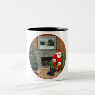 Happy Scottish Terrier & Santa Zweifarbige Tasse