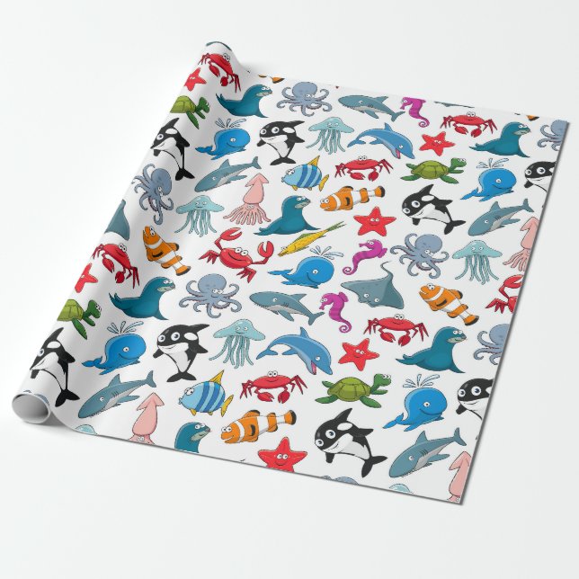 Happy Sea Creatures Geschenkpapier (Ungerollt)