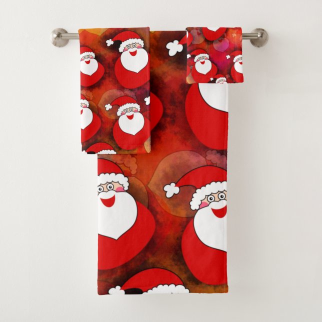 Happy Seamless Santa Claus Pattern Badhandtuch Set (Insitu)