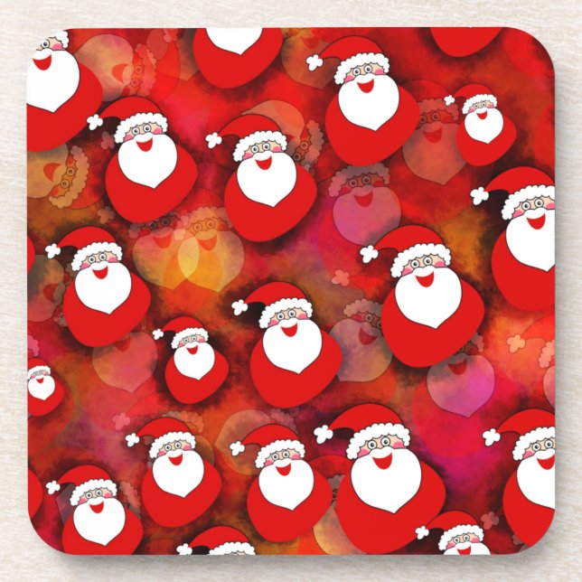 Happy Seamless Santa Claus Pattern Getränkeuntersetzer (Vorderseite)