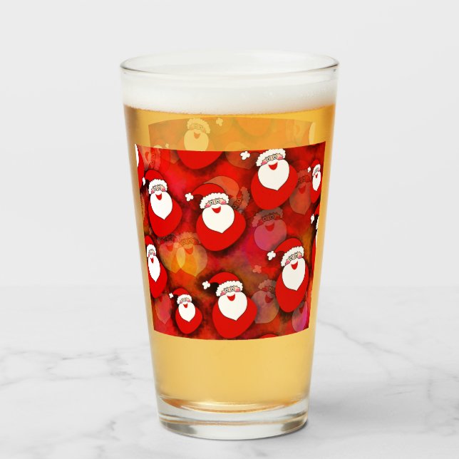Happy Seamless Santa Claus Pattern Glas (Vorne (Gefüllt))