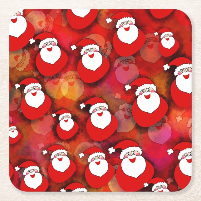 Happy Seamless Santa Claus Pattern Rechteckiger Pappuntersetzer (Vorderseite)