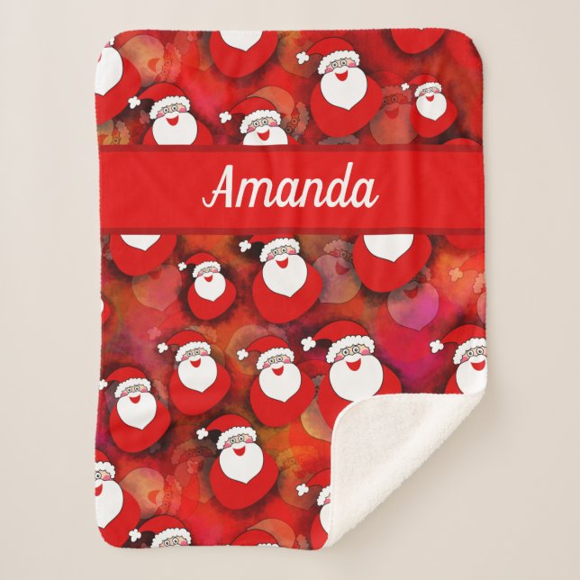 Happy Seamless Santa Claus Pattern Sherpadecke (Vorderseite)
